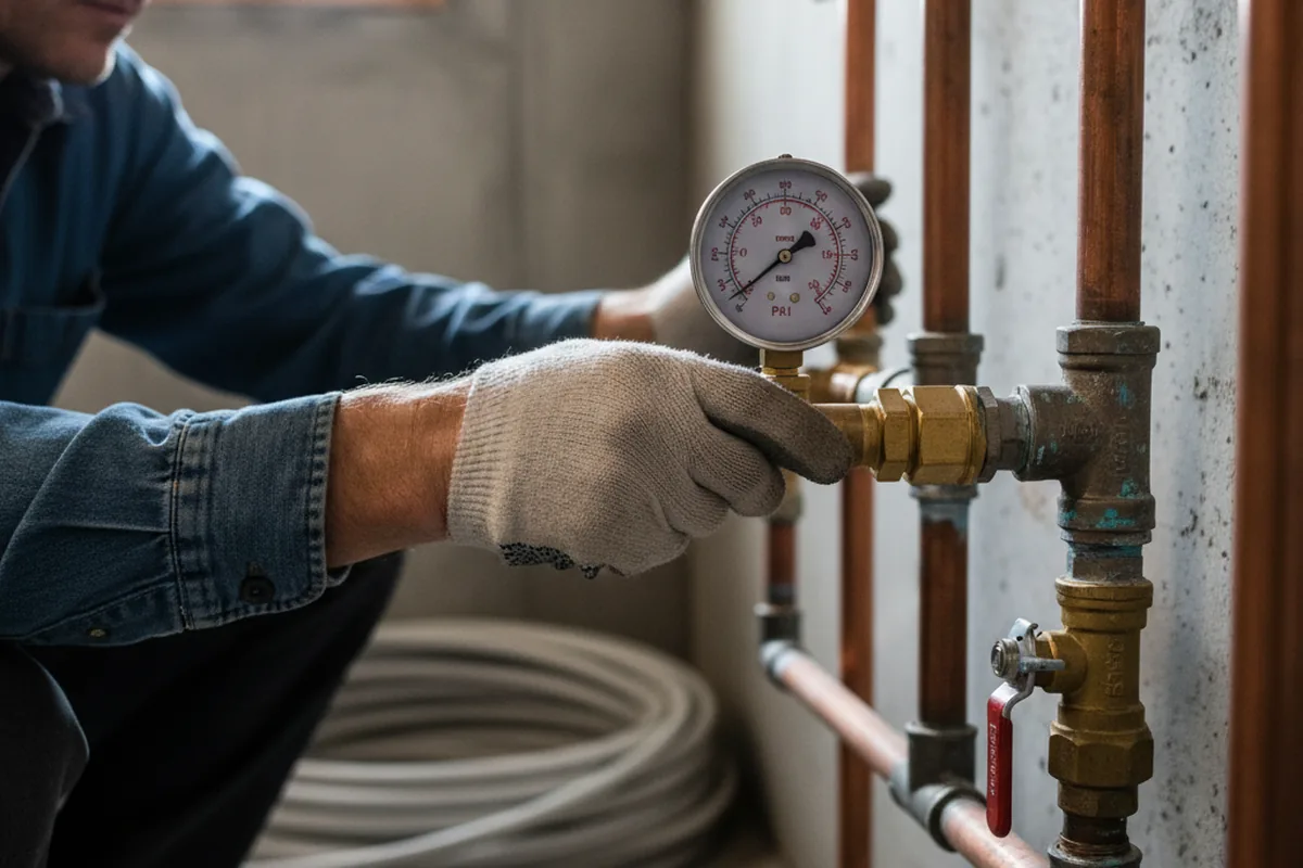 Pressure testing a repaired line during Water Line Repair in Shaniko